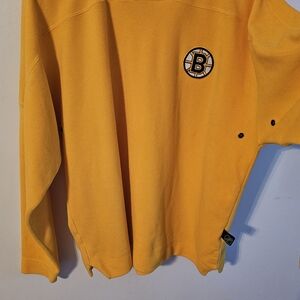 NHL Yellow CCM Boston Bruins Hockey Sweatshirt with Classic "Spoked B" Logo